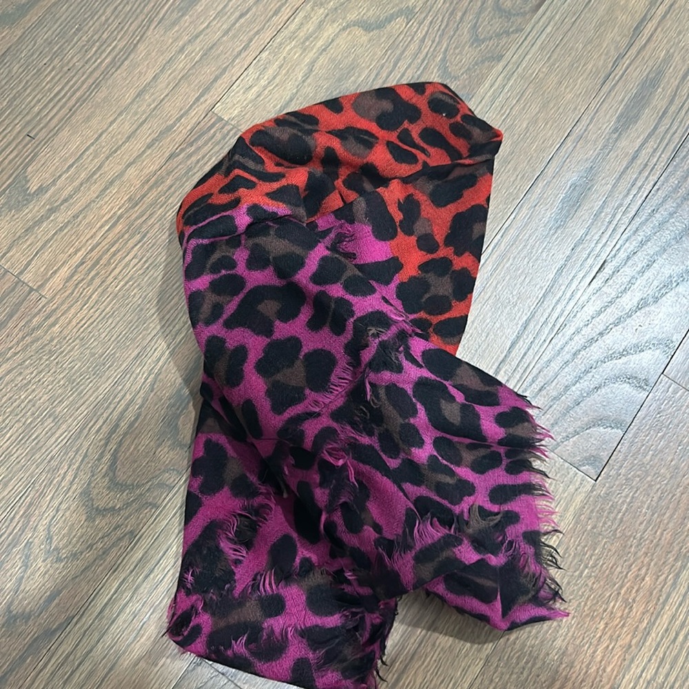 Like new cheetah print, pink, and red scarf